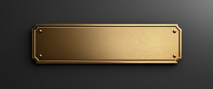 Gold or brass plates Empty nameplate mockup rectangular brushed