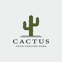 cactus logo vintage vector illustration template icon graphic design