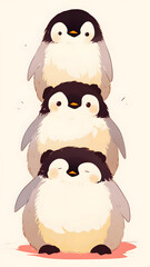 Fototapeta premium three furry penguin