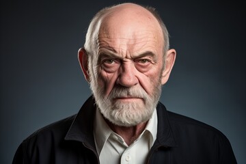 Obraz premium Old man with a sad expression on his face. Studio shot.