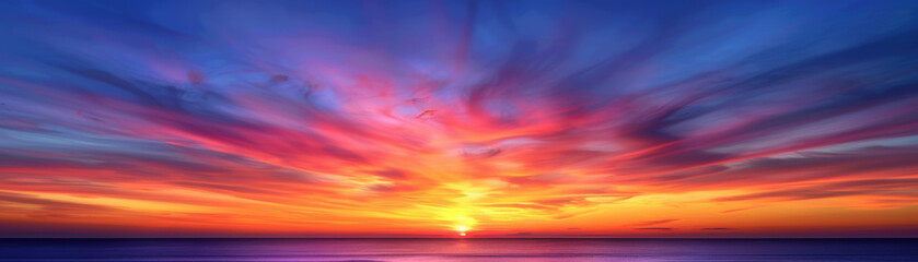 Obraz premium A beautiful sunset over the ocean with a pink and orange sky