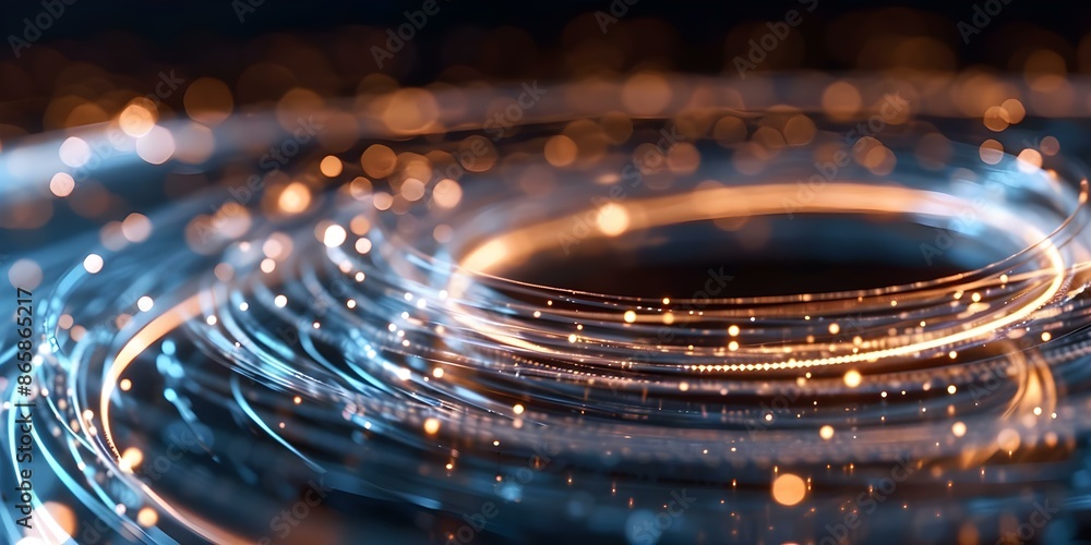Poster artistic representation of gluon interactions through powerful light streams in strong force. concep
