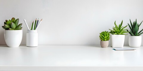 Neat office desk with white bulletin board sticky notes and stationery. Concept Office Organization, Desk Essentials, Workspace Decor, Productivity Tips
