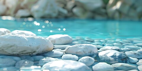 Looping animation of serene white rocks and tranquil turquoise water for relaxation videos. Concept Looping Animation, White Rocks, Turquoise Water, Relaxation Videos, Serene Environment