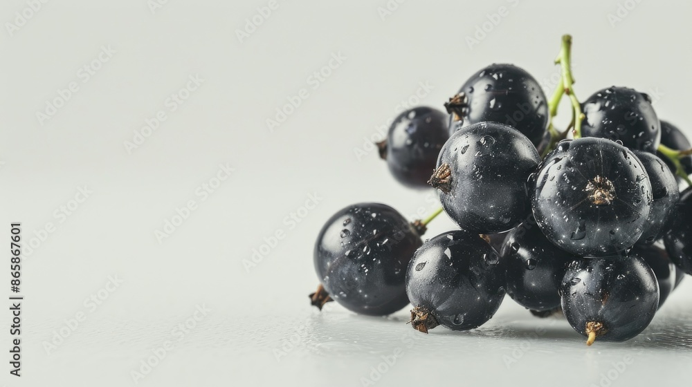 Aufkleber isolated close up of black currant with white background and space for text