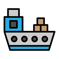 Cargo Ship Vector Filled Icon design