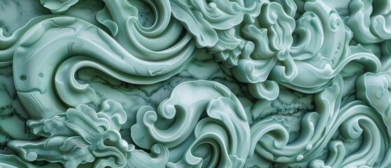  Panoramic close-up, high detail scan of celadon material, Generative AI 