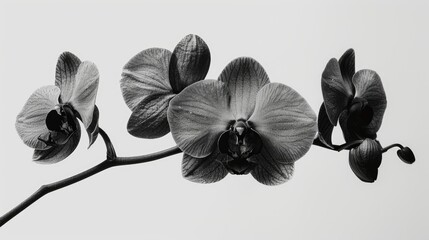 Fototapeta na wymiar Monochrome orchid on white backdrop