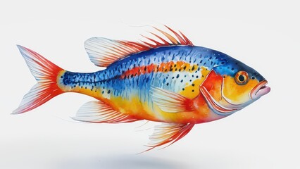 Fototapeta premium Colorful Fish with Orange, Blue and White Scales.
