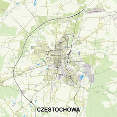 Częstochowa, Poland map poster art