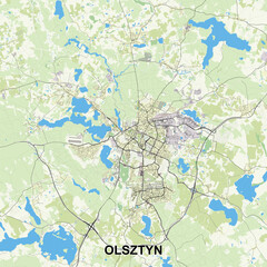 Olsztyn, Poland map poster art