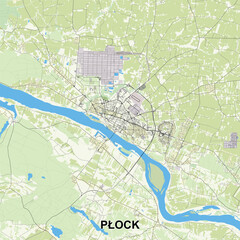 Płock, Poland map poster art