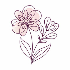 Continuous one line art flower design hand drawn simple flower outline (1)