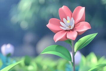 Fototapeta premium Minimalist D Polygonal Flower in K A Vibrant Geometric Abstract Art