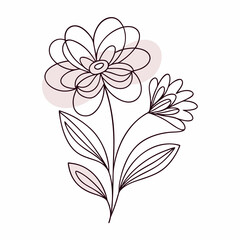 Continuous one line art flower design hand drawn simple flower outline (21)