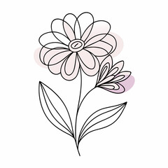 Continuous one line art flower design hand drawn simple flower outline (25)