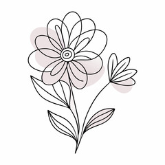 Obraz premium Continuous one line art flower design hand drawn simple flower outline (28)