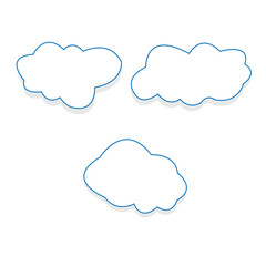 Clouds Bule outline art icon Storage solution element databases networking software image cloud and meteorology concept Vector line art illustration isolated on white background