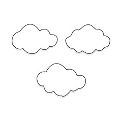 Clouds outline art icon. Storage solution element, databases, networking, software image, cloud and meteorology concept. Vector line art illustration isolated on white background