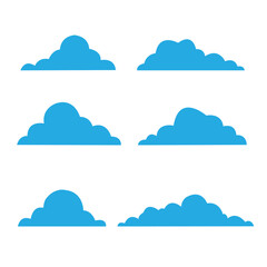 Cloud. Abstract Blue cloudy set isolated on White background Set of cartoon cloud in a flat design Vector illustration