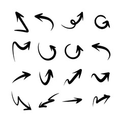 hand drawn arrow set. Doodle illustration.