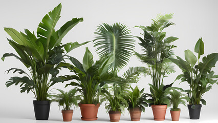 Obraz premium Multiple potted plants on white surface