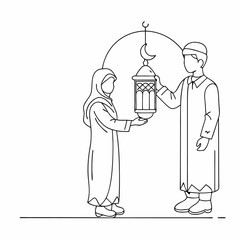 Continuous one line art ramadan kareem of islamic ornament lantern lamp (13)