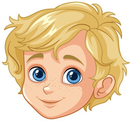 Illustration of a cheerful blond boy's face
