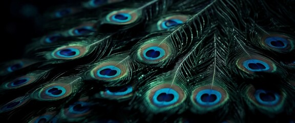 Fototapeta premium This image featuresswirling mixture Peacock feathers unfurling t