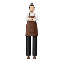 3D Character Male Barista Confidently Posing