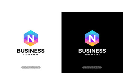 Letter N colorful abstract logo design. Geometric business, company, corporate logo template.