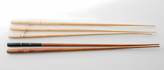 Three pairs of chopsticks: wooden and black handles