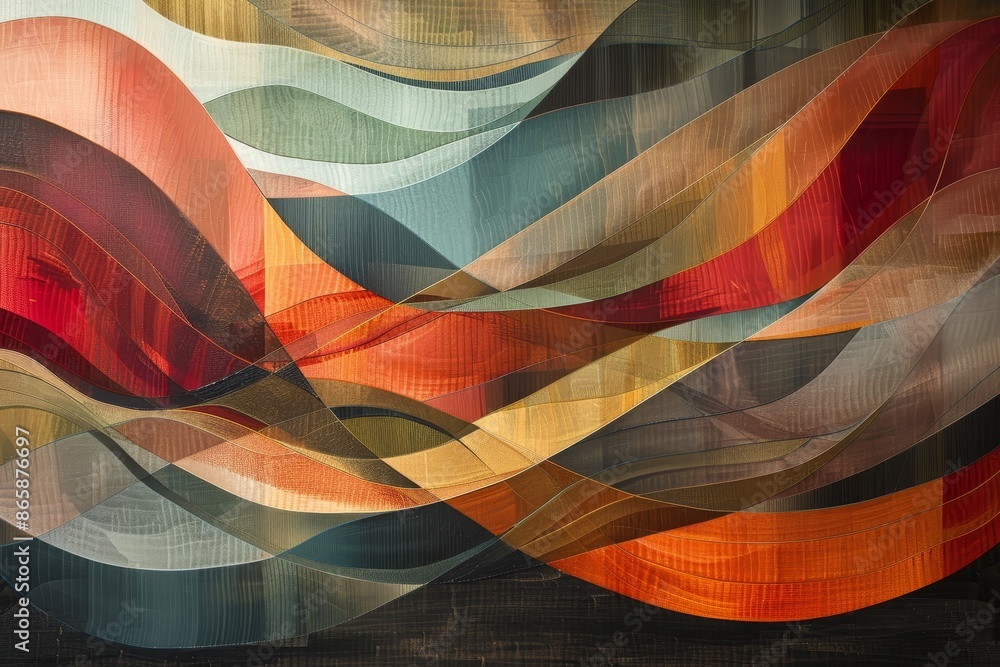 Poster a delicate balance of cool and warm tones intertwining, creating a striking and harmonious abstract 