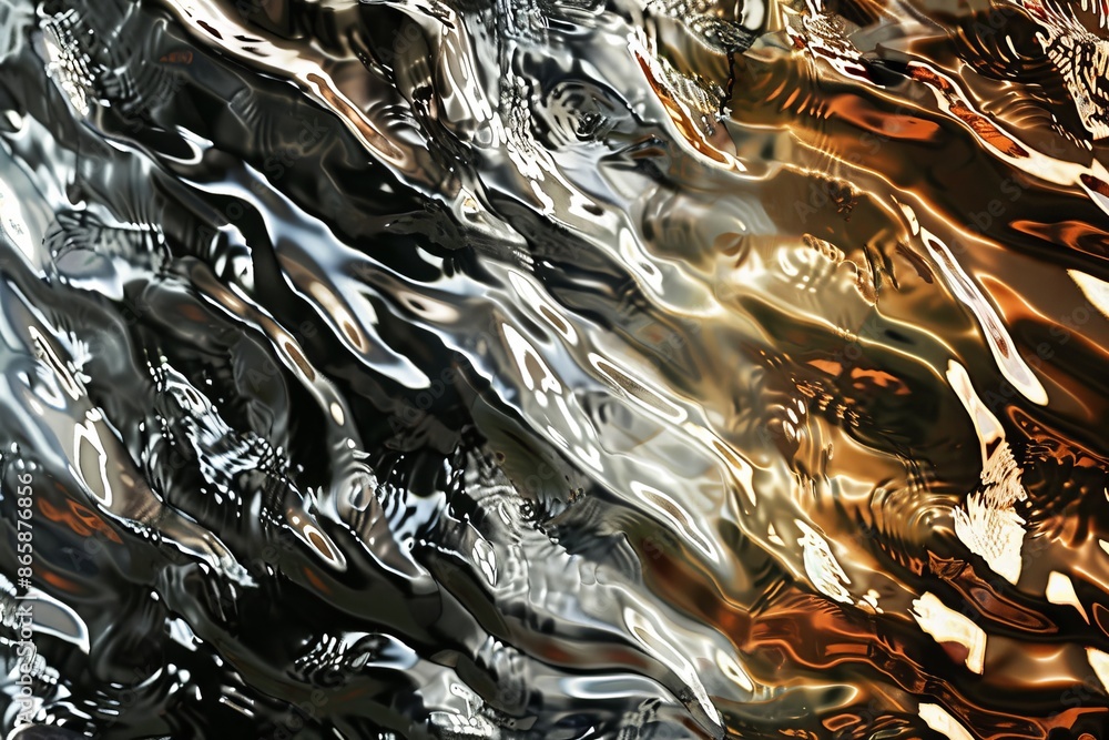 Poster a cascade of metallic shades blending seamlessly, creating a sophisticated and modern abstract compo