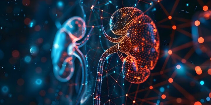 Detailed kidney structures in geometric matrix show renal healthcare technology. Concept Kidney Structures, Geometric Matrix, Renal Healthcare, Technology