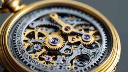 Obraz premium Closeup of Pocket Watch Mechanism.
