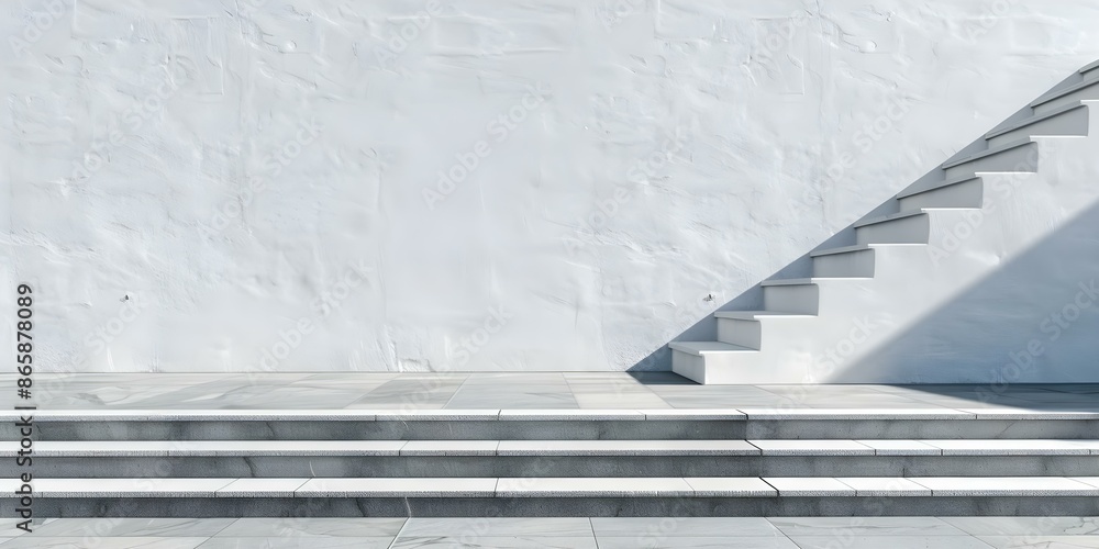 Poster creating a visual representation of a space on a white plastered concrete wall in an urban setting. 