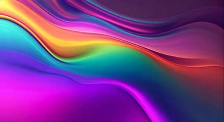 A colorful, flowing piece of fabric with a rainbow pattern. The colors are vibrant and the fabric appears to be flowing in a wave-like motion