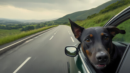 Dog peeking through car window