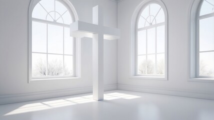 cross in empty white room