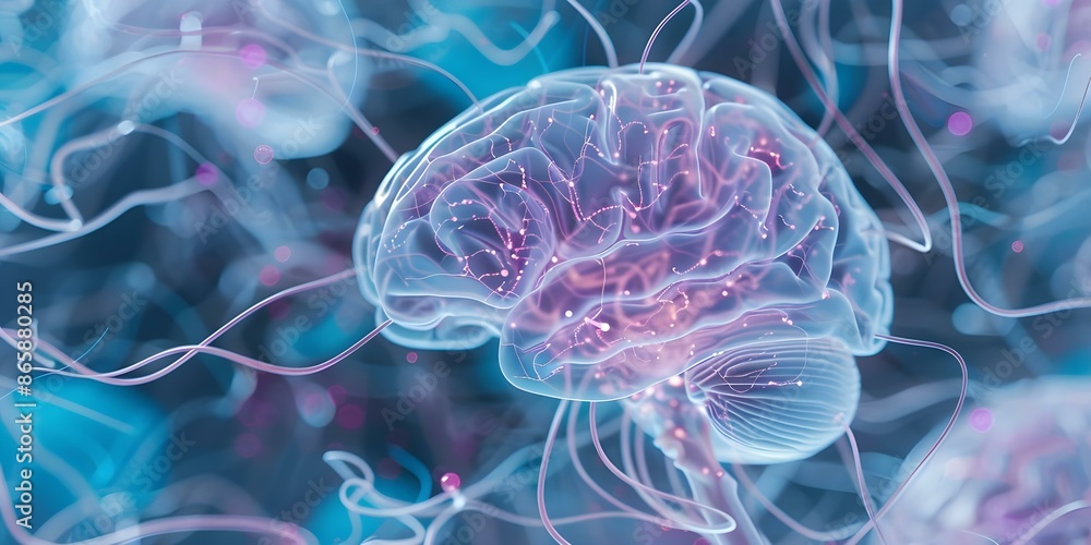 Poster colorful exploration of neuroscience memory cognition and neural pathways in the brain. concept neur