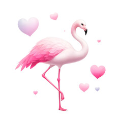 Fototapeta premium 3D flamingo with hearts 