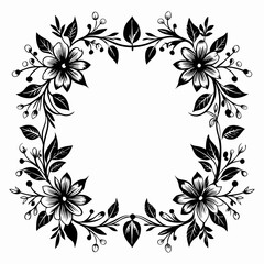 Elegant Blossom Boundary Black Floral Frame Intricate Petal Encompass Decorative Black Logo (12)