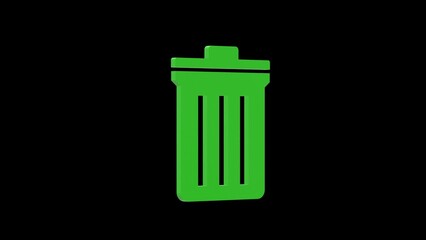 trash bin green set icon 3d illustration rotation