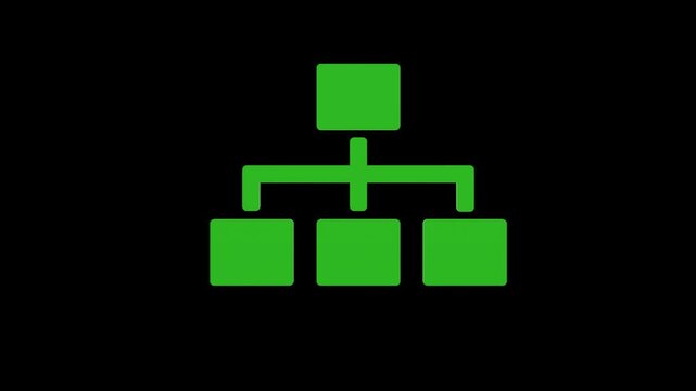 business organization hierarchy command green set icon 3d illustration rotation