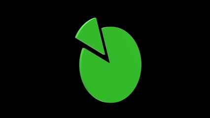 pie chart statistics green set icon 3d illustration rotation
