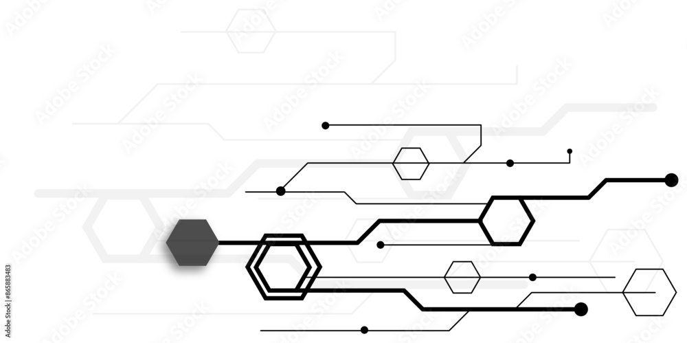 Poster Vector abstract technology on white background. Abstract futuristic circuit board Illustration, Circuit board with various technology elements.