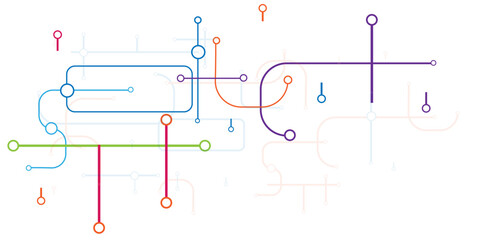 Vector Circuit connects lines and dots. Network technology and Connection concept. Circular elements in creative pattern with abstract geometric objects.