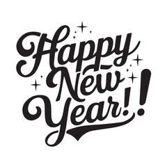 Retro Cursive Happy New Year Typography with 1950s Nostalgic Style