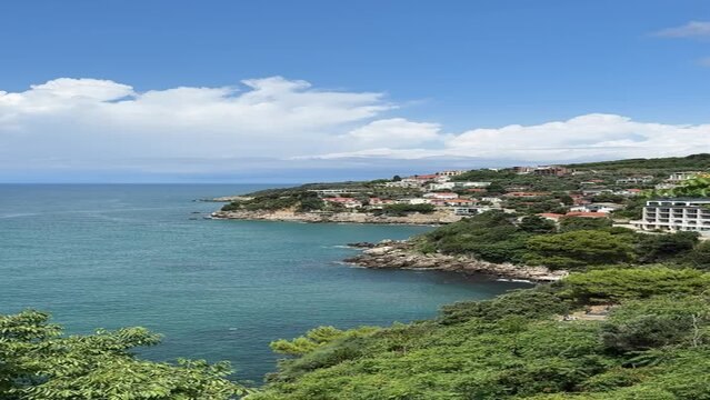 Montenegro Adriatic sea view on the Ulcinj town, vertical video